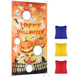 Halloween Pumpkin Bean Bag Toss Game for Kids (3 Bean Bags, Party Decor